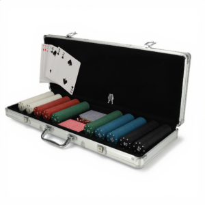 Zestaw do Pokera w Walizce 500 Żetonów 2 Talie Kart Kostki
